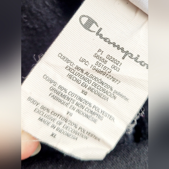 Champion Men's Black Hoodie 80% Cotton Kangaroo Pocket XL - Picture 8 of 16